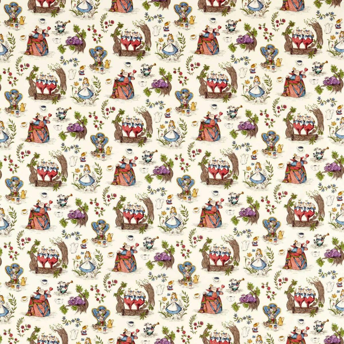 Alice In Wonderland Fabric - Hundreds & Thousands by multicolour children's cotton fabric from Disney Home X Sanderson