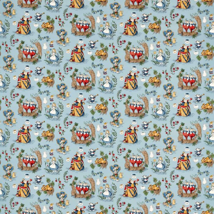 Alice In Wonderland Fabric - Puddle Blue swatch