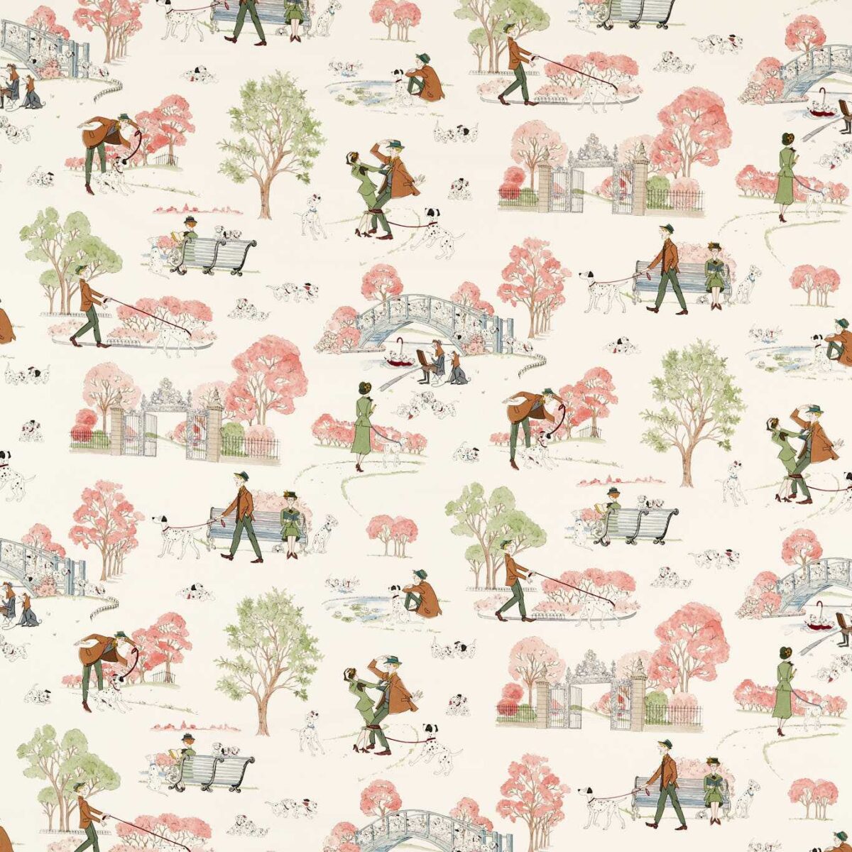 green children's cotton fabric from Disney Home X Sanderson