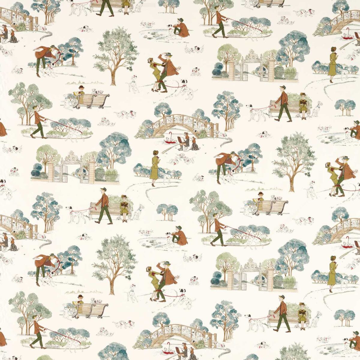 101 Dalmatians Fabric - Breeze Blue by green children's cotton fabric from Disney Home X Sanderson