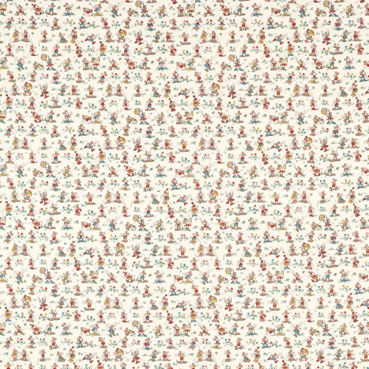 Mickey & Minnie Fabric - Allsorts by neutral children's cotton fabric from Disney Home X Sanderson