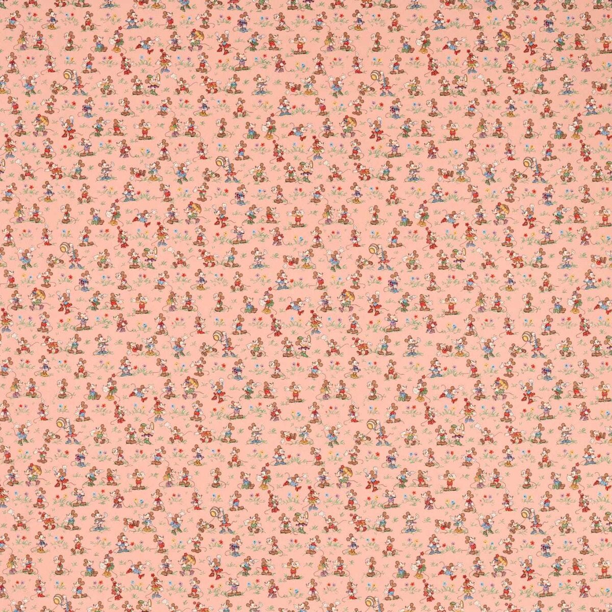 Mickey & Minnie Fabric - Blancmange by red children's cotton fabric from Disney Home X Sanderson