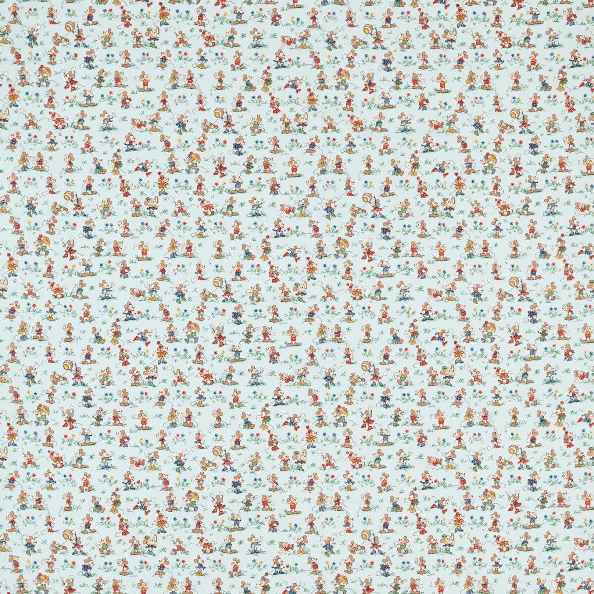 Mickey & Minnie Fabric - Bonbon Blue by blue children's cotton fabric from Disney Home X Sanderson
