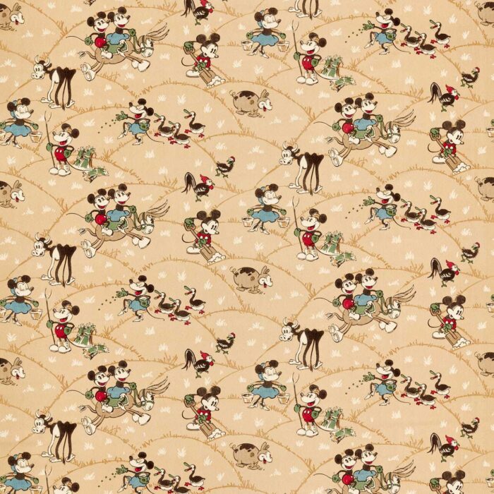 Mickey At The Farm Fabric - Butterscotch swatch