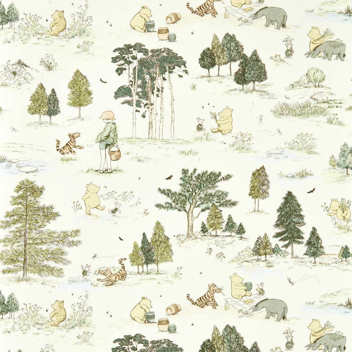 Winnie The Pooh Wallpaper - Macaron Green by sanderson winnie the pooh wallpaper
