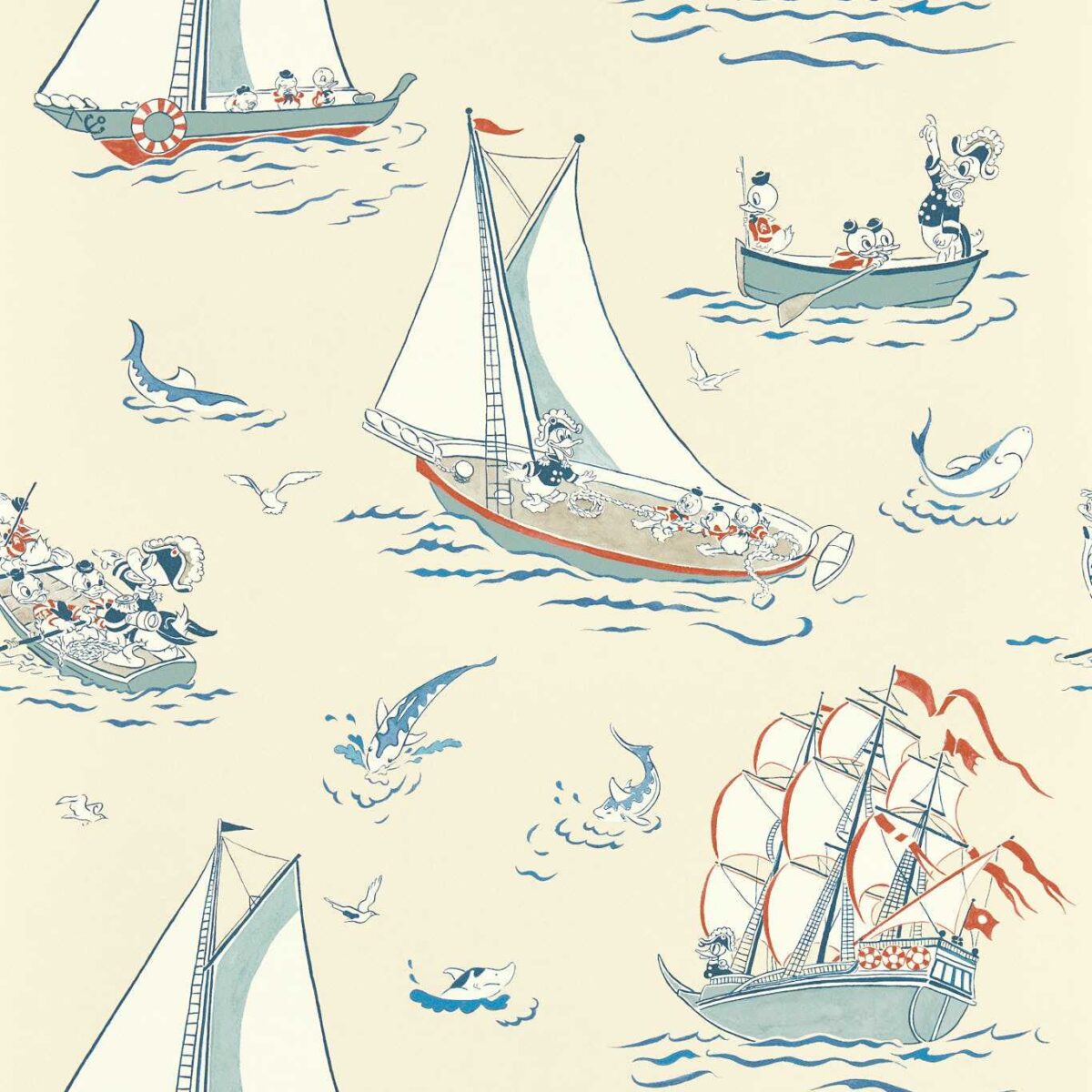 Donald Nautical Wallpaper - Sea Salt by neutral children's wallpaper from disney home x sanderson