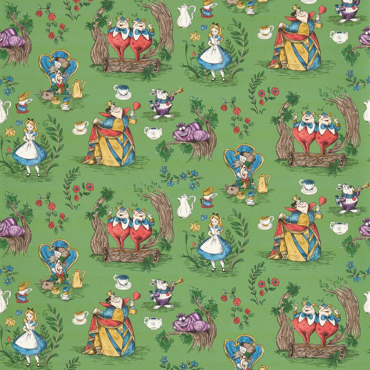 Alice In Wonderland Wallpaper - Gumball Green by green children's wallpaper from disney home x sanderson