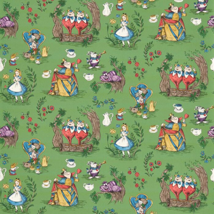Alice In Wonderland Wallpaper - Gumball Green swatch