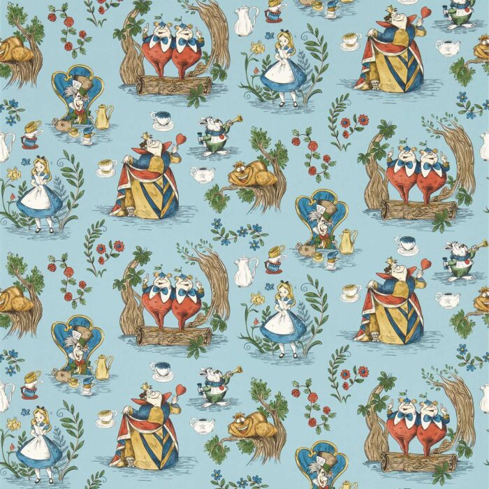 Alice In Wonderland Wallpaper - Puddle Blue swatch