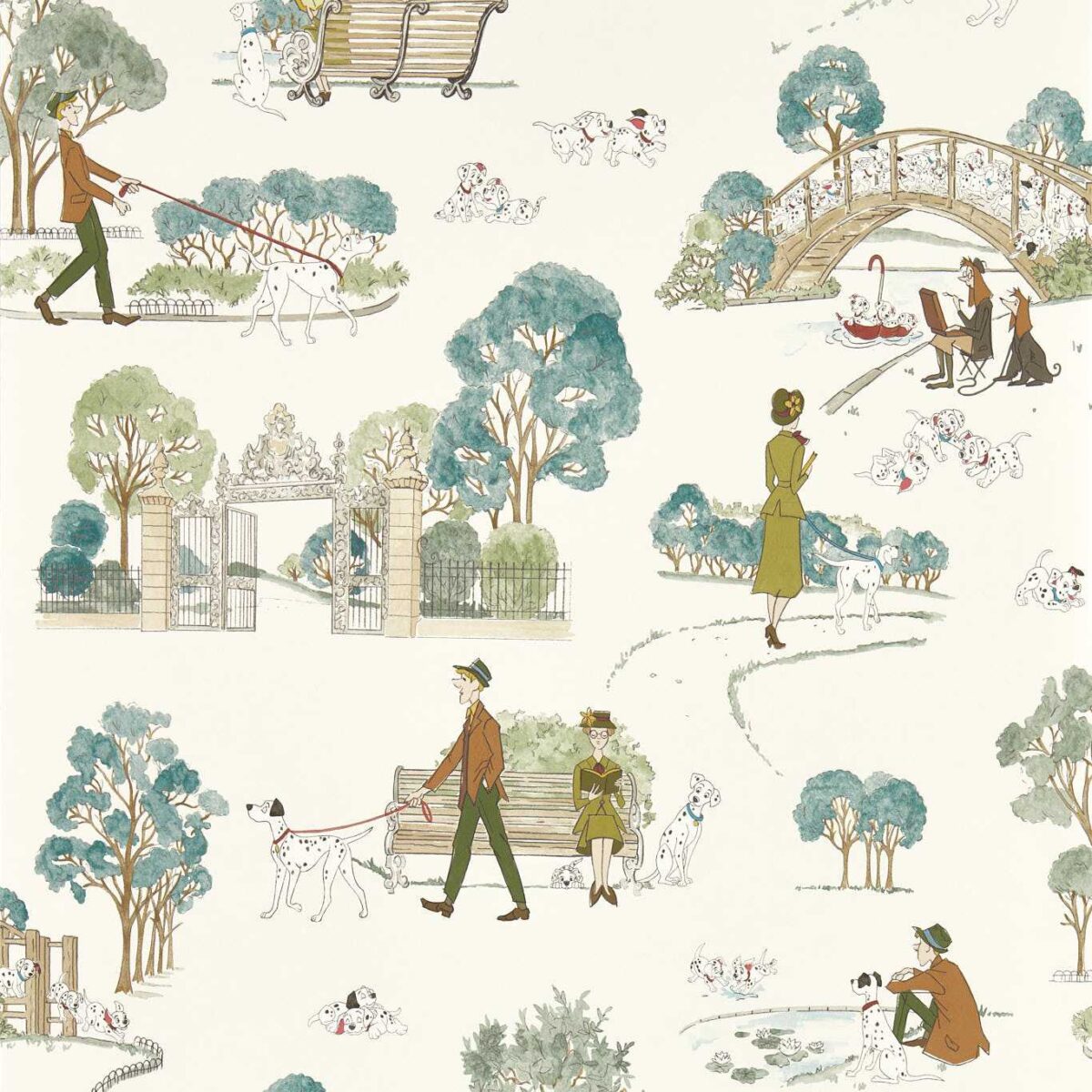 101 Dalmatians Wallpaper - Breeze Blue by green children's wallpaper from disney home x sanderson