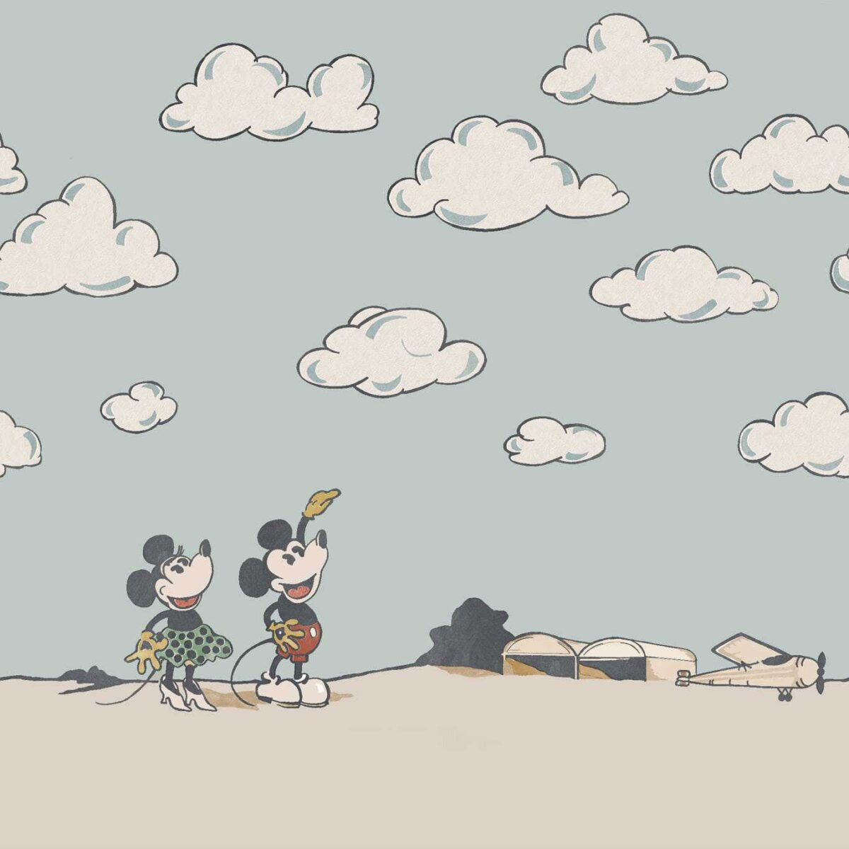Mickey In The Clouds Wallpaper - Sea Salt by blue children's wallpaper from disney home x sanderson
