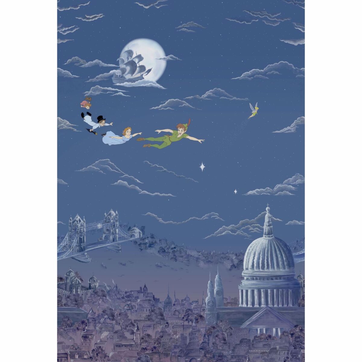 Peter Pan Wallpaper - Evening Blue by blue children's wallpaper from disney home x sanderson
