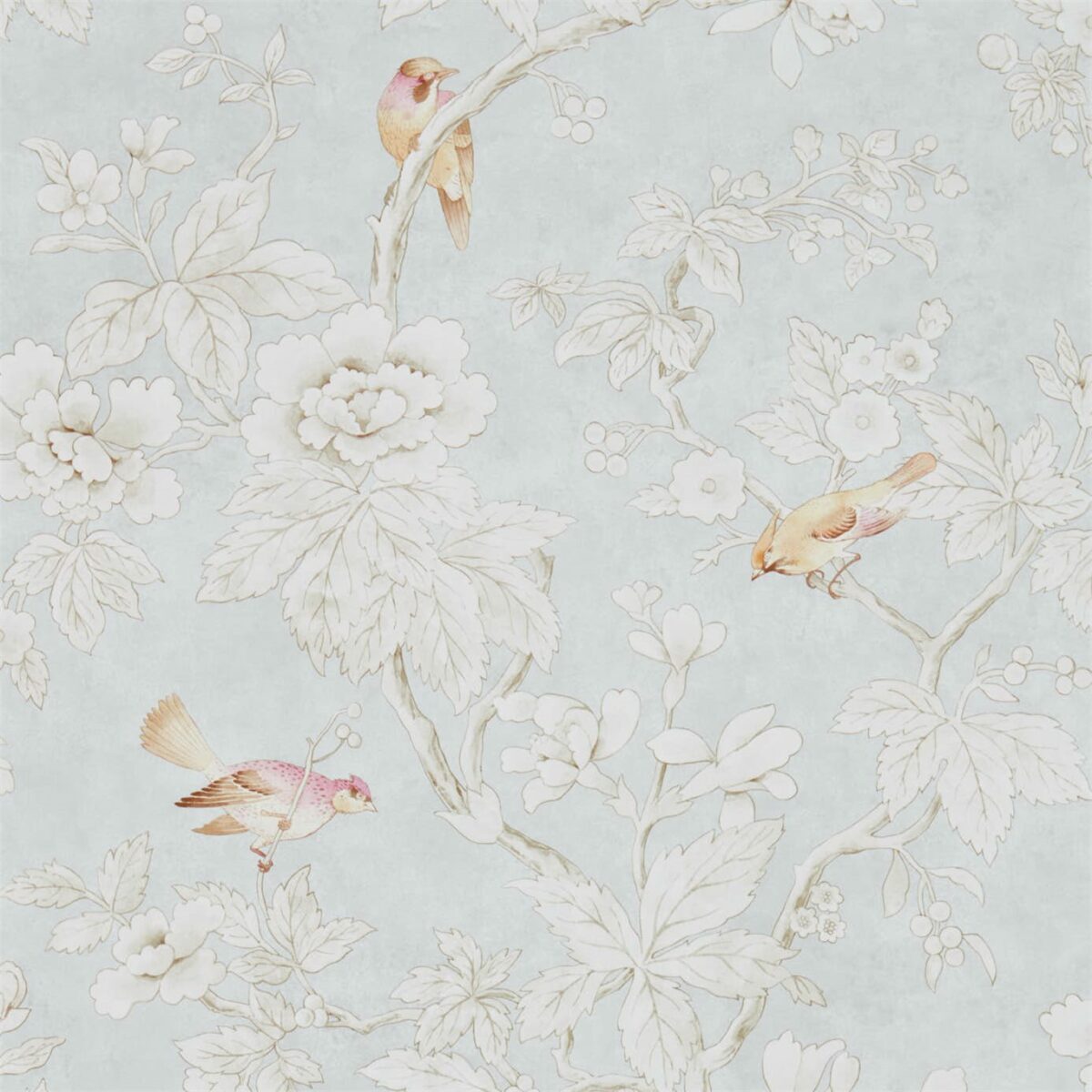 Chiswick Grove Wallpaper - Silver by blue animal wallpaper from sanderson