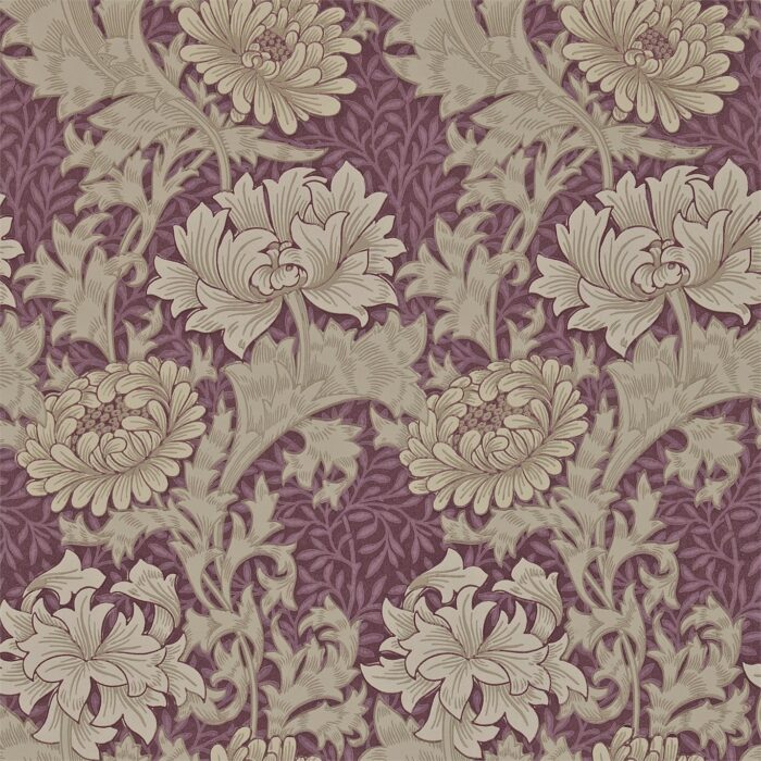 Chrysanthemum Wallpaper - Wine swatch