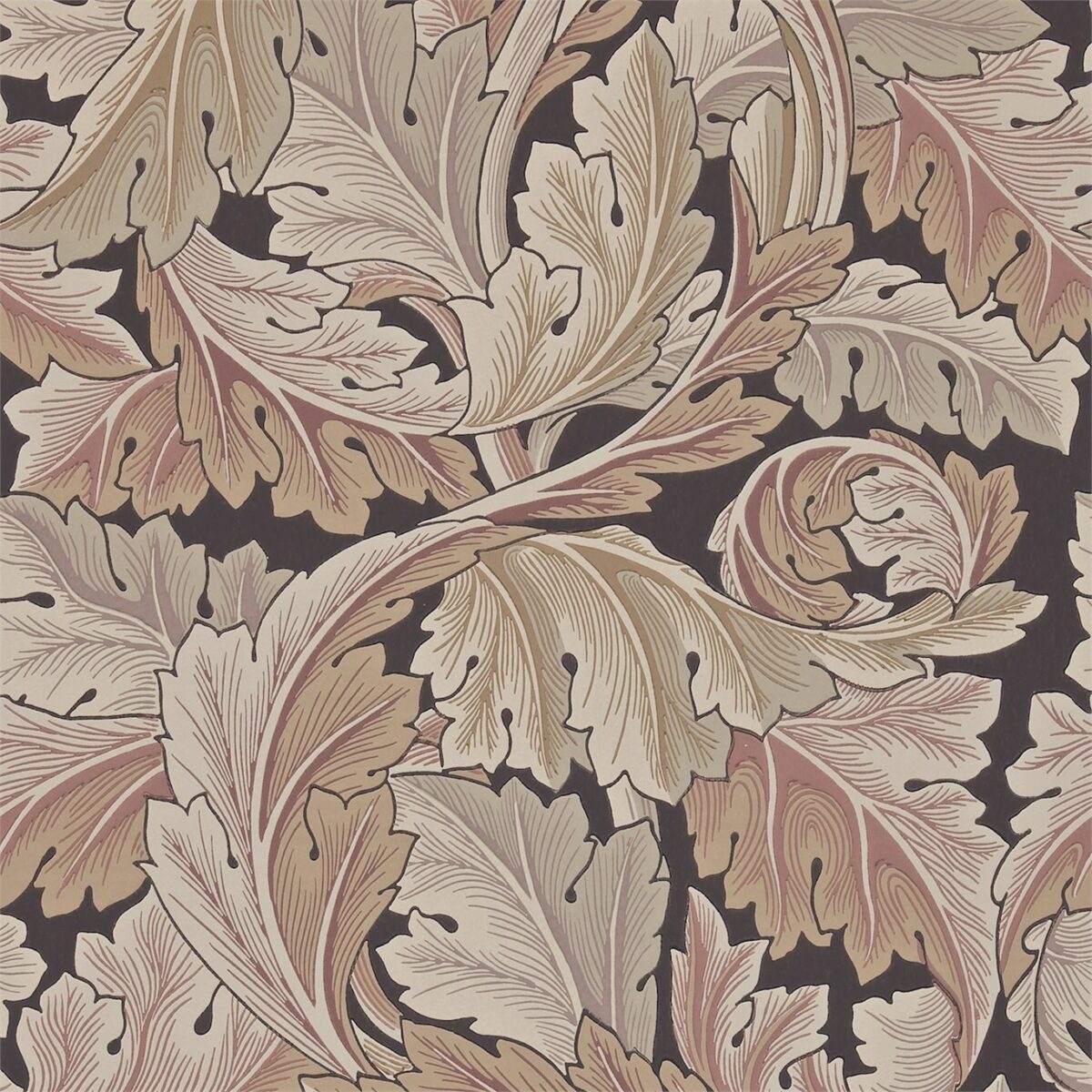 Acanthus Wallpaper - Terracotta by brown botanical wallpaper from william morris & co