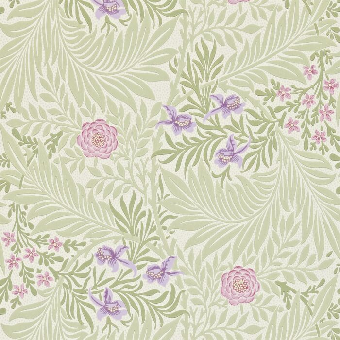 Larkspur Wallpaper - Olive / Lilac swatch