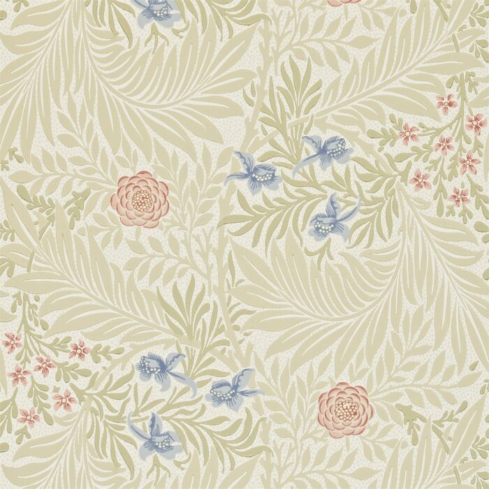 Larkspur Wallpaper - Manilla / Old Rose swatch