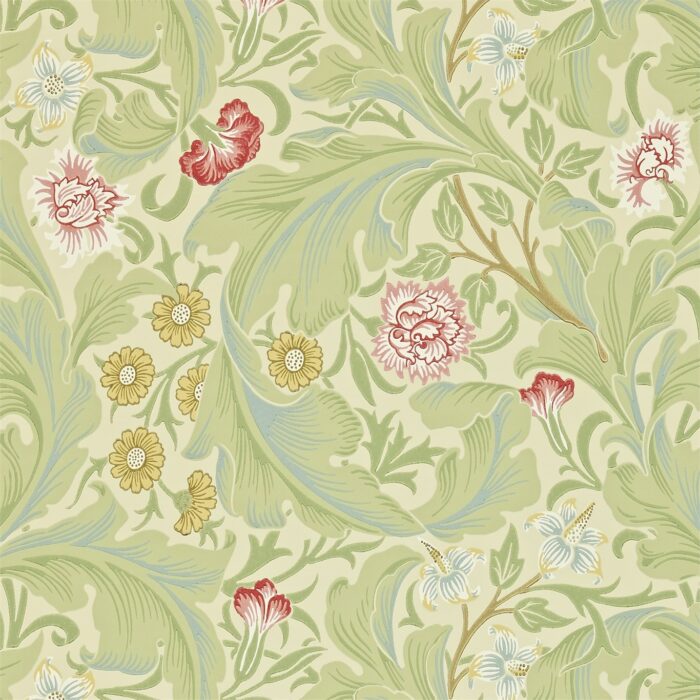 Leicester Wallpaper - Green / Coral swatch