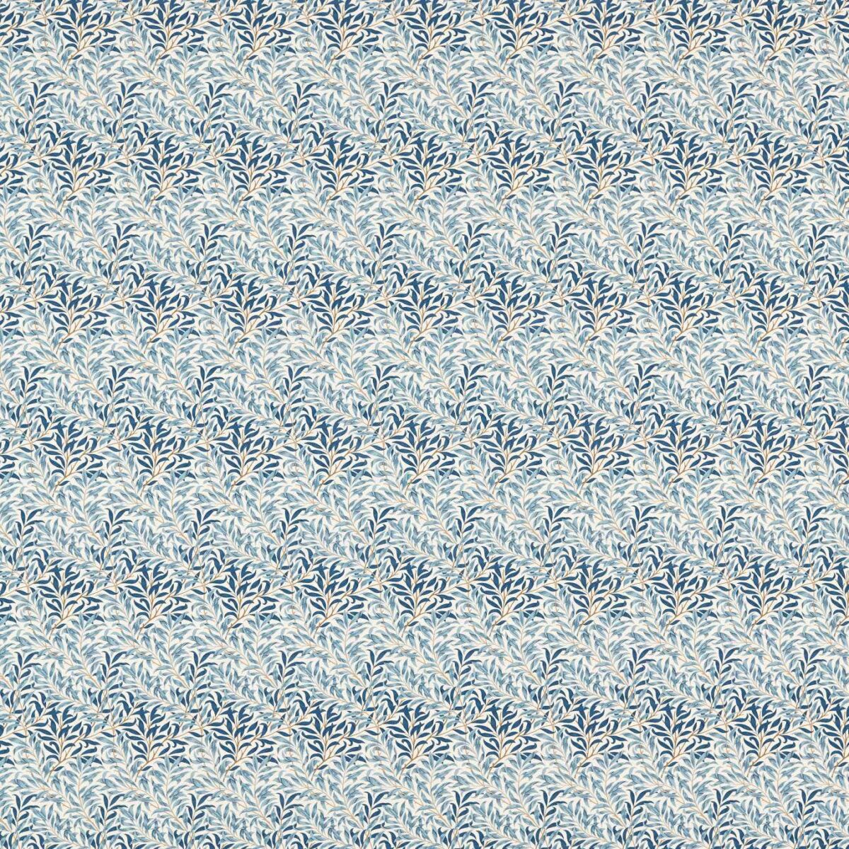 Willow Bough Minor Fabric - Woad by blue botanical cotton fabric from William Morris & Co