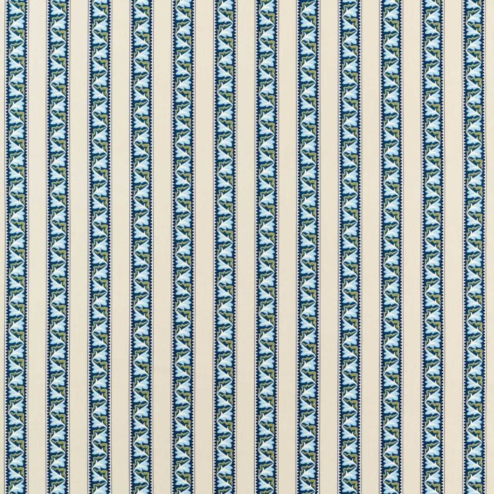 Red Car Stripe Fabric - Indigo / Linen swatch