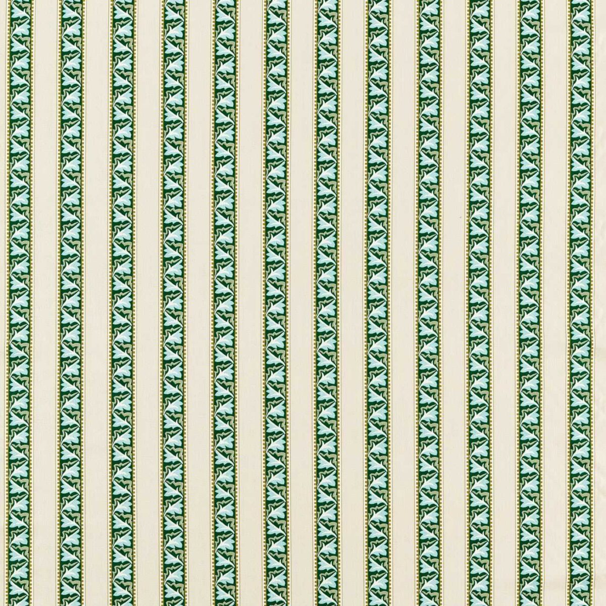 Red Car Stripe Fabric - Forest / Linen by green striped woven fabric from William Morris & Co