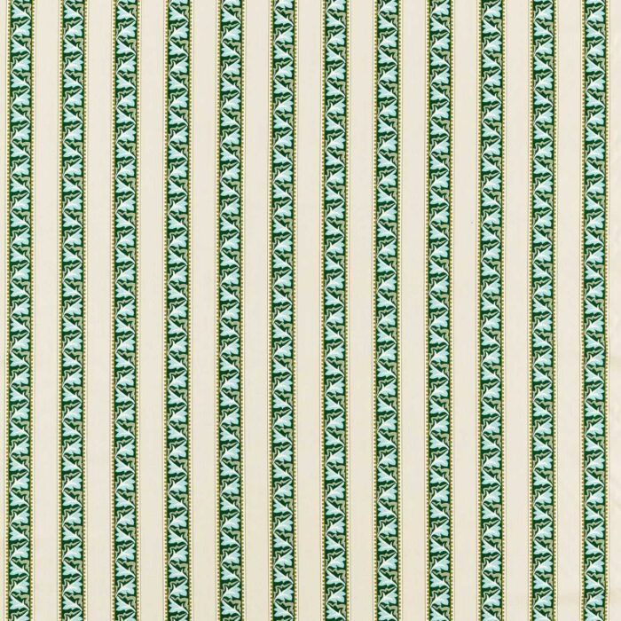 Red Car Stripe Fabric - Forest / Linen swatch