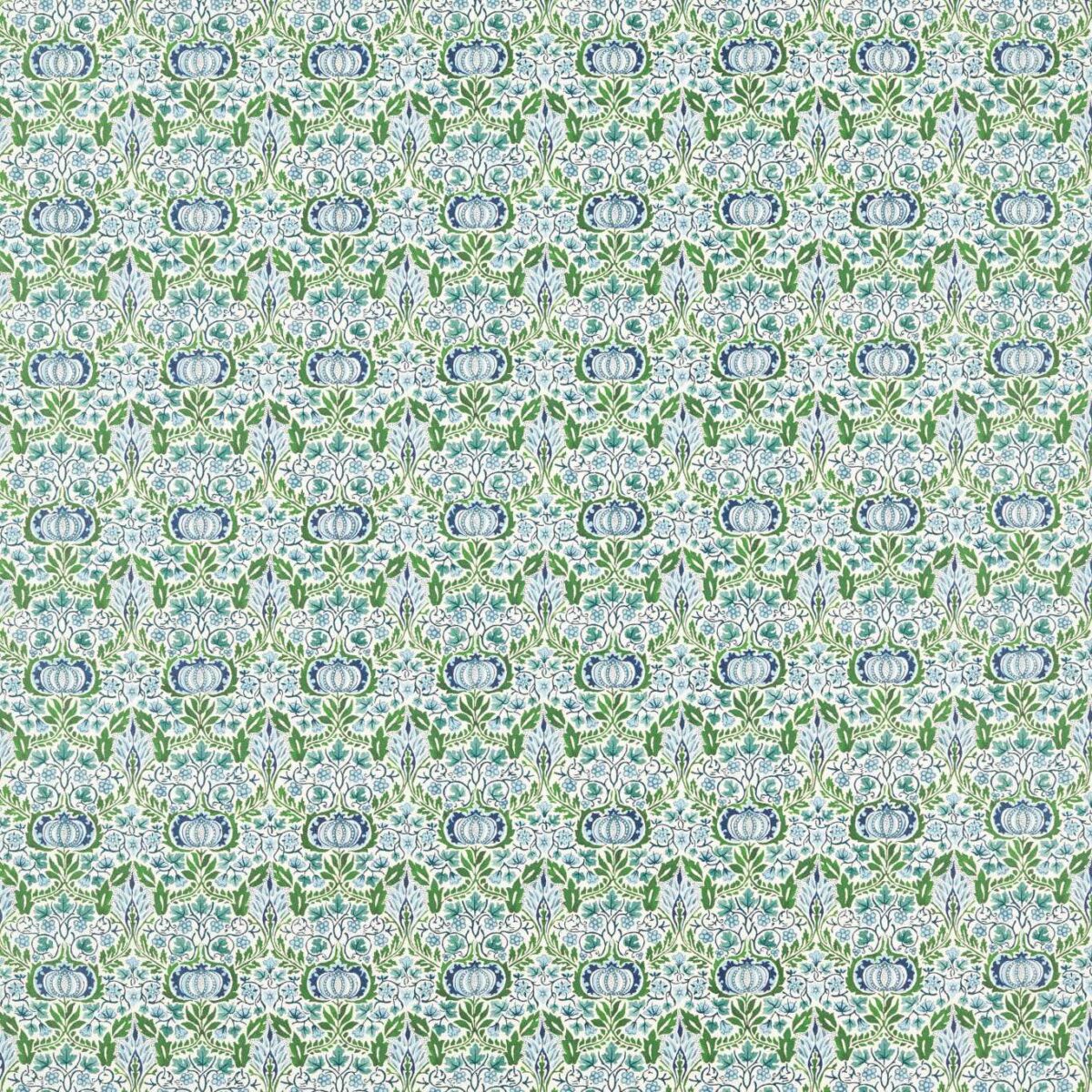 Little Chintz Fabric - Nettle / Woad by blue botanical linen fabric from William Morris & Co