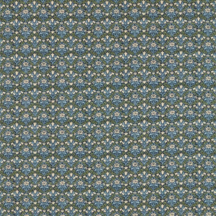 Bellflowers Fabric - Indigo / Thyme swatch