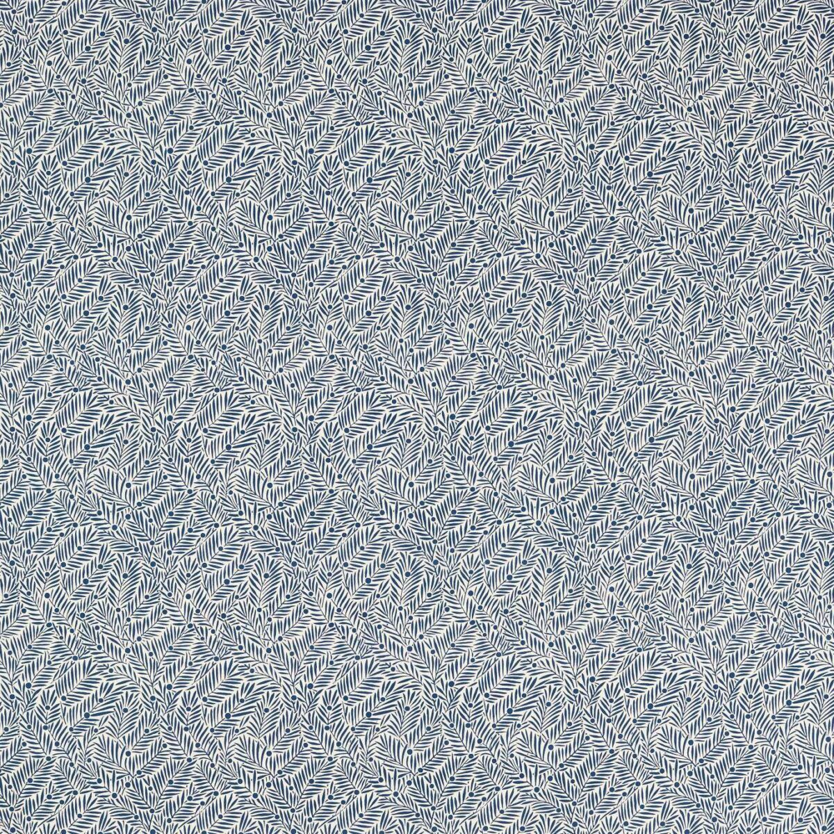 Yew & Aril Fabric - Indigo by blue botanical linen fabric from William Morris & Co