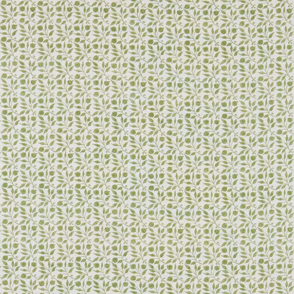 Rosehip Fabric - Thyme by green striped linen fabric from William Morris & Co