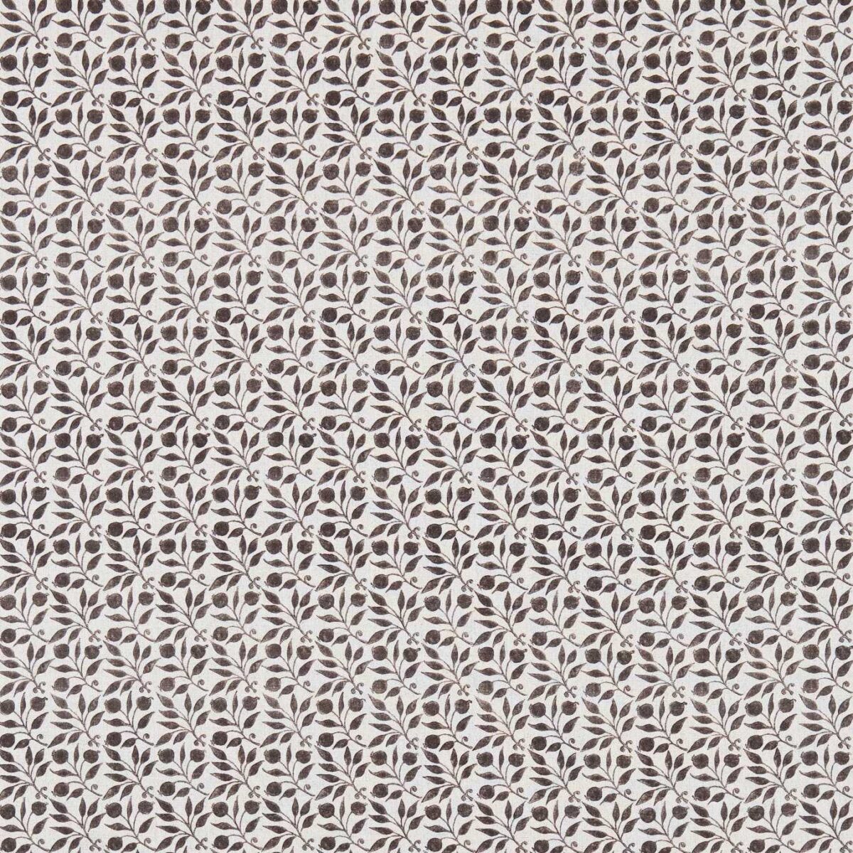 Rosehip Fabric - Black / Ecru by black-grey botanical linen fabric from William Morris & Co