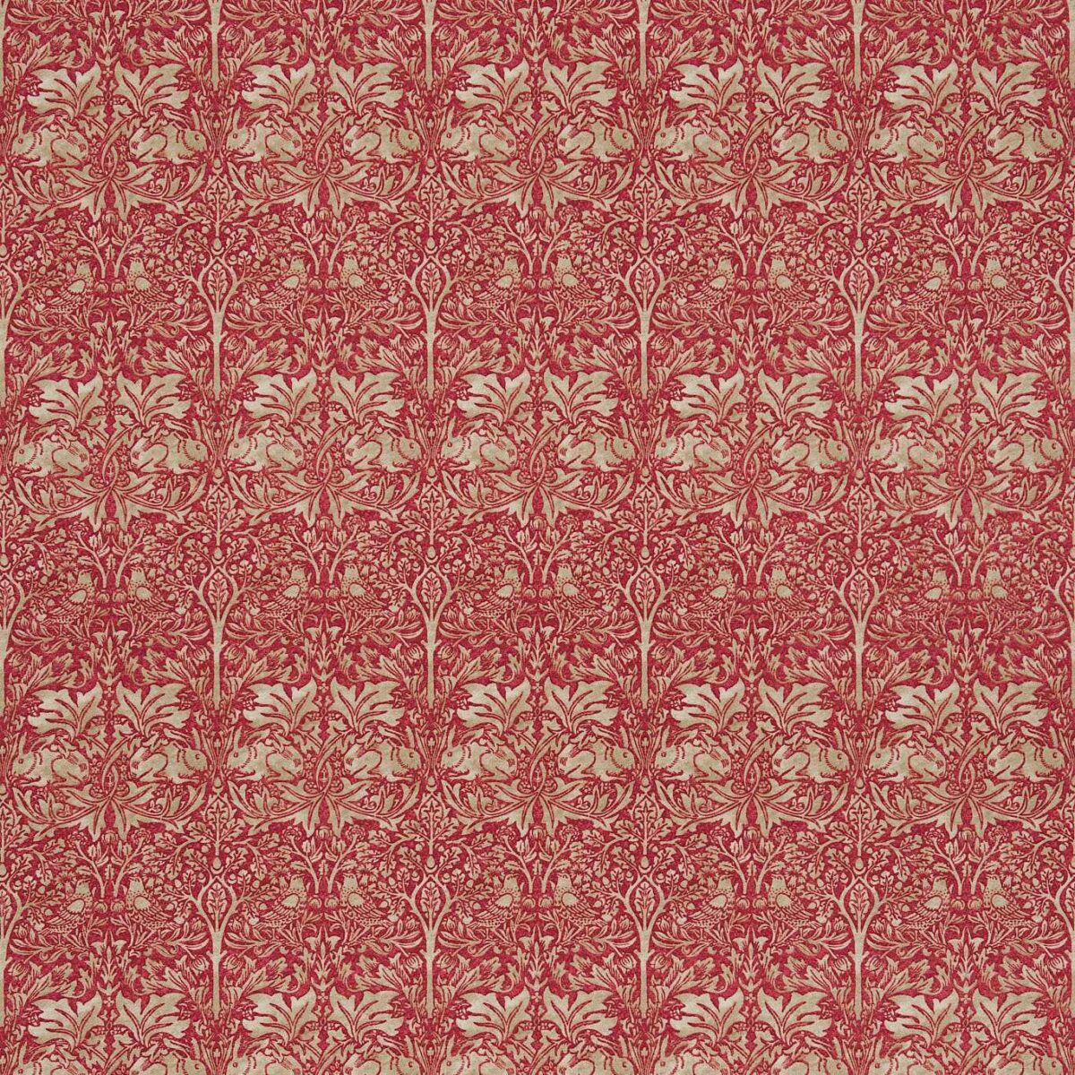 Brer Rabbit Fabric - Red / Hemp by red botanical linen fabric from William Morris & Co
