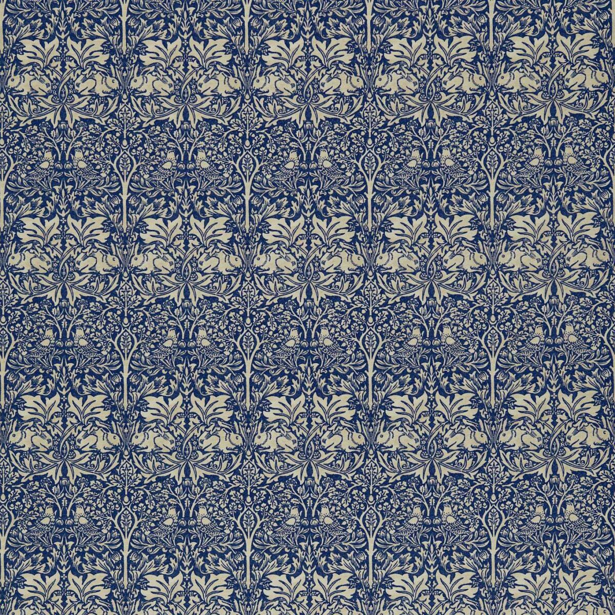 Brer Rabbit Fabric - Indigo / Vellum by blue botanical linen fabric from William Morris & Co