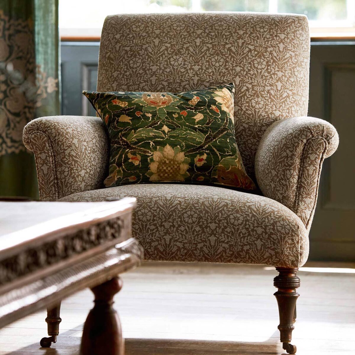 Bellflowers Weave Fabric - Bark from