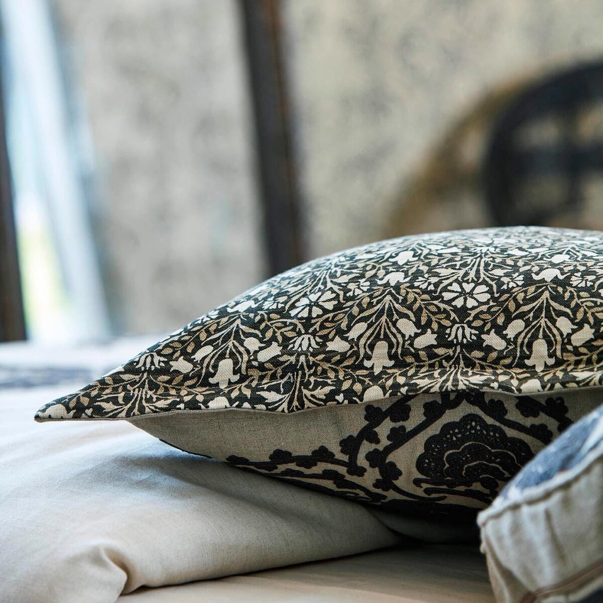 Bellflowers Weave Fabric - Bark from