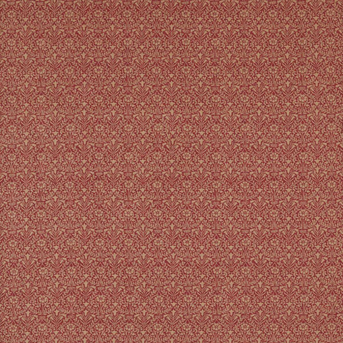 Bellflowers Weave Fabric - Russet by red botanical jacquard fabric from William Morris & Co