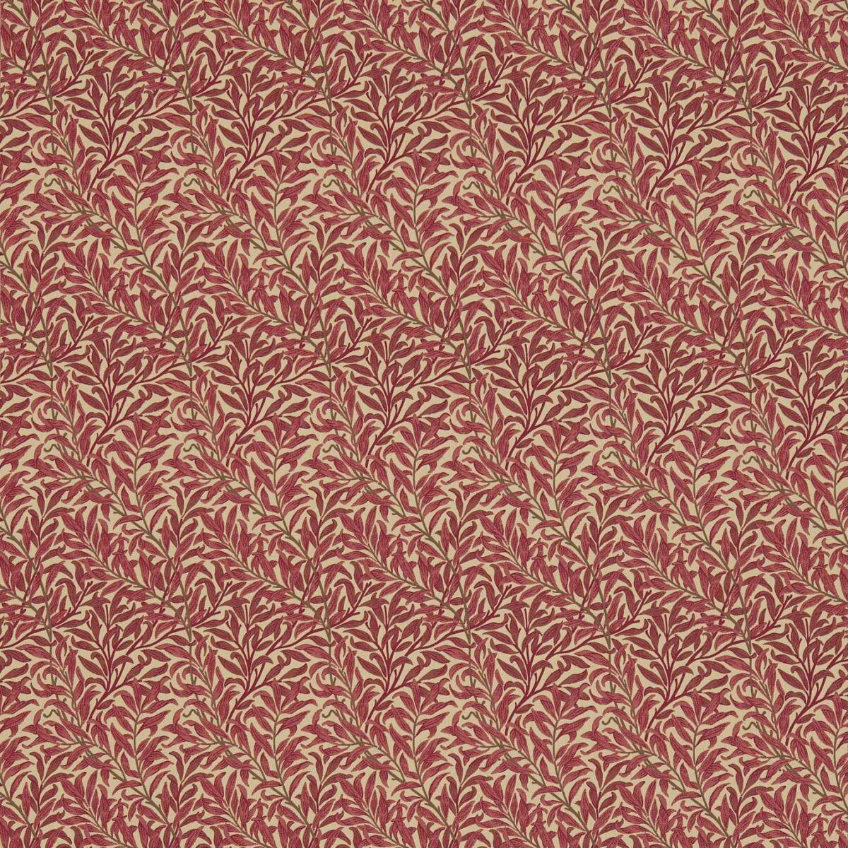 Willow Bough Fabric - Crimson / Manilla by red botanical cotton fabric from William Morris & Co
