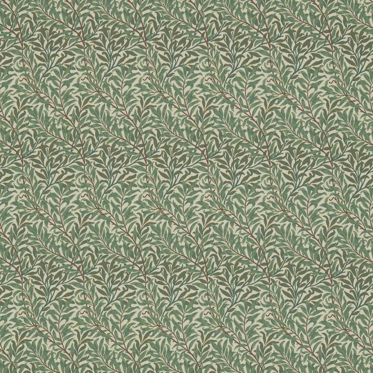 Willow Bough Fabric - Forest / Thyme by green botanical cotton fabric from William Morris & Co