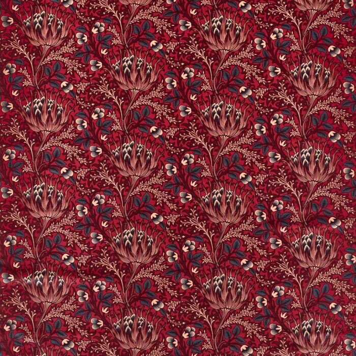 Artichoke Velvet Fabric - Barbed Berry swatch