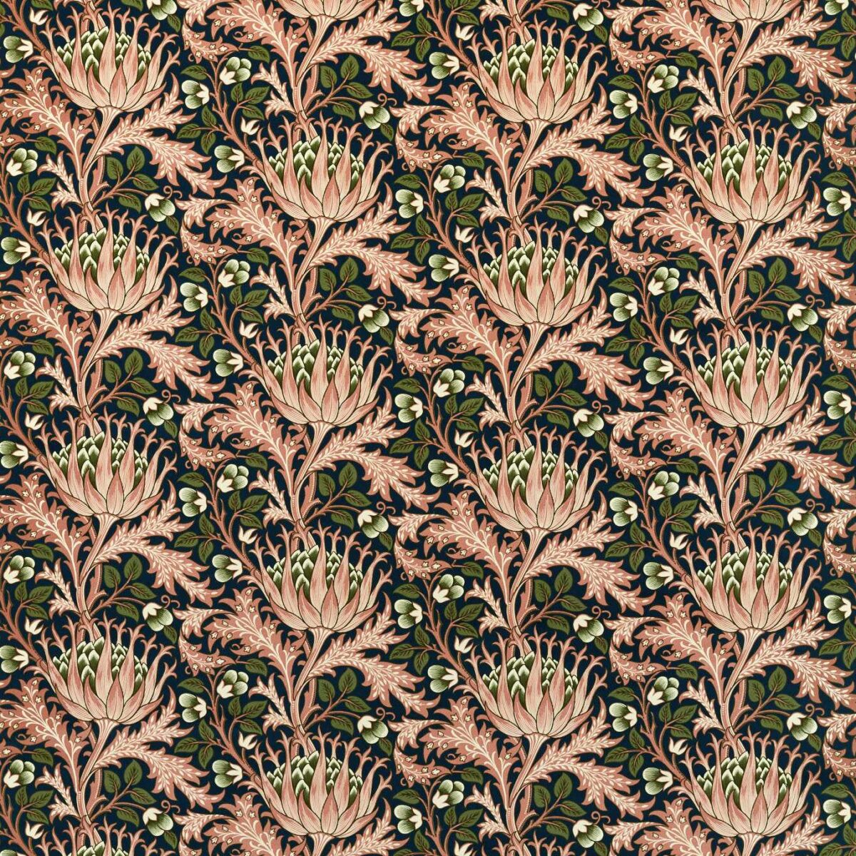 green botanical velvet-chenille fabric from William Morris & Co