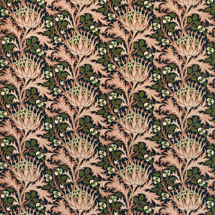 Artichoke Velvet Fabric - Inky Fingers / Blush swatch