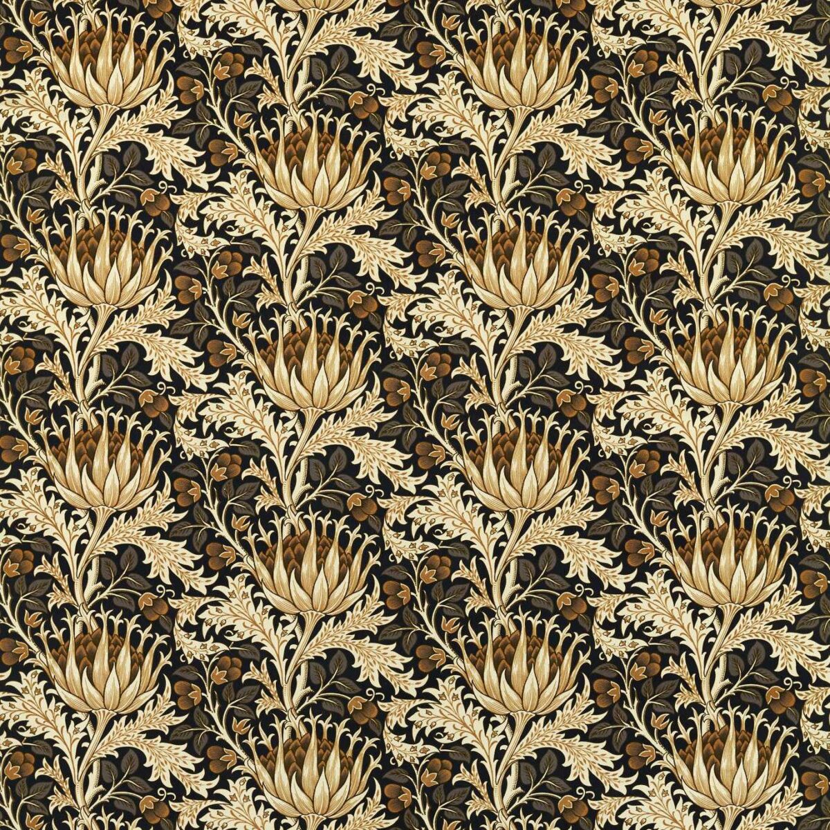 brown botanical velvet-chenille fabric from William Morris & Co
