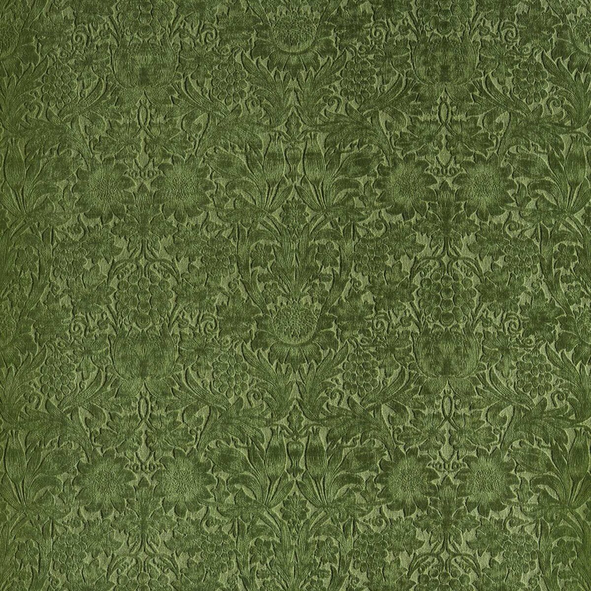 green botanical velvet-chenille fabric from William Morris & Co