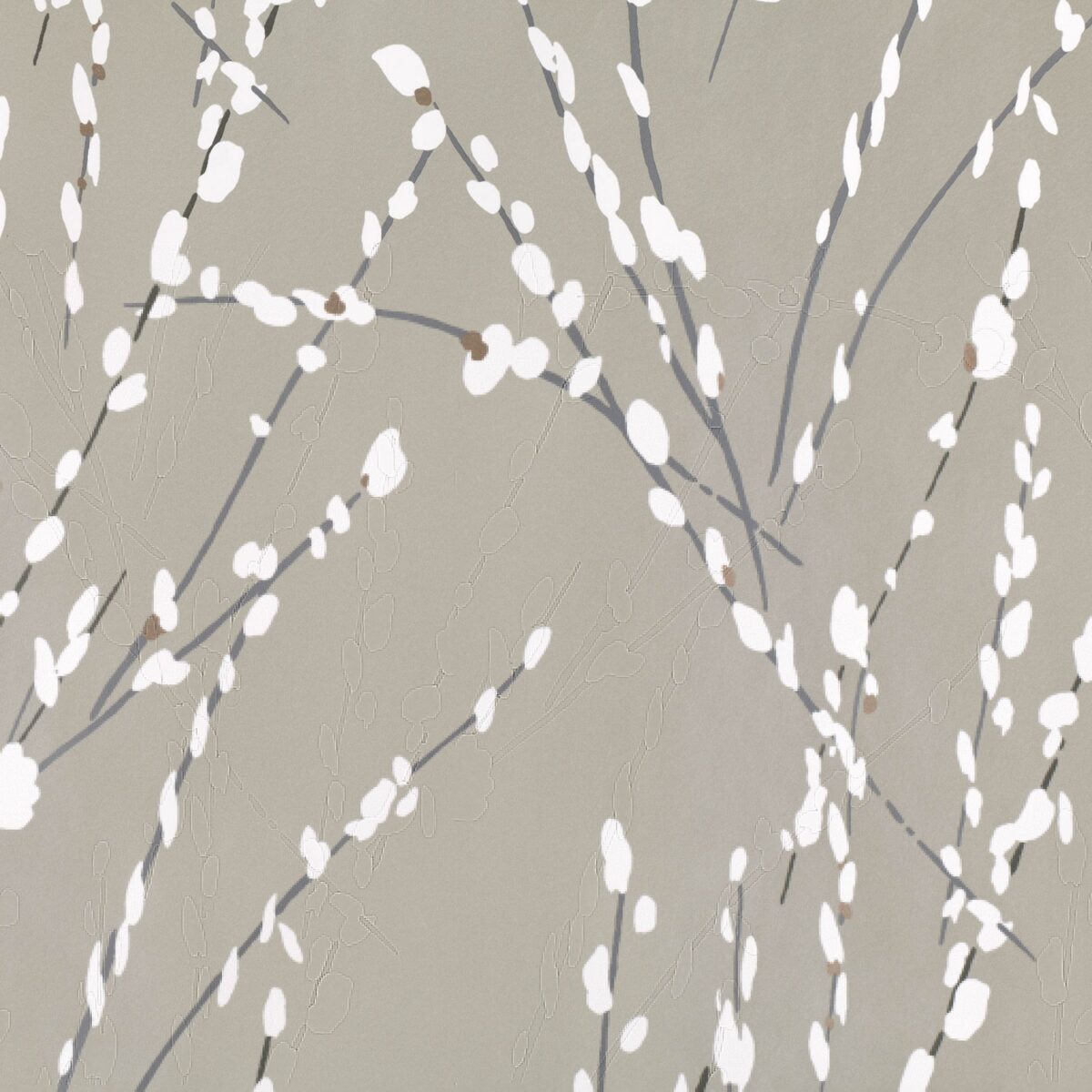 Mikado Wallcovering - Nickel by brown botanical wallpaper from romo