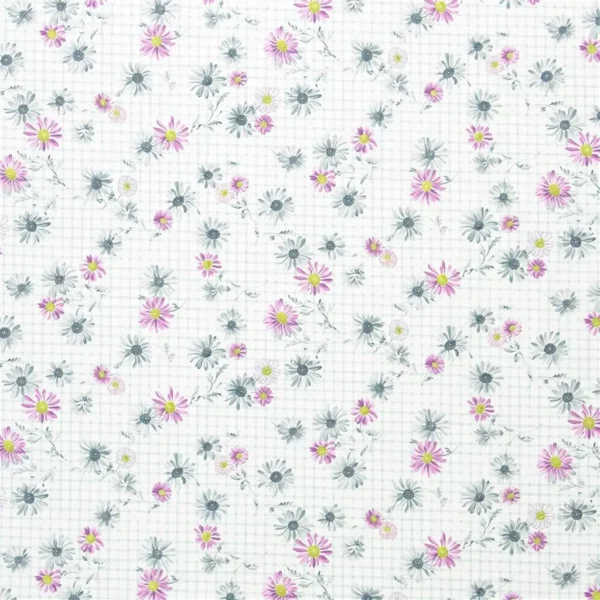 Cosmos Fabric - Damson by pink botanical cotton fabric from Designers Guild