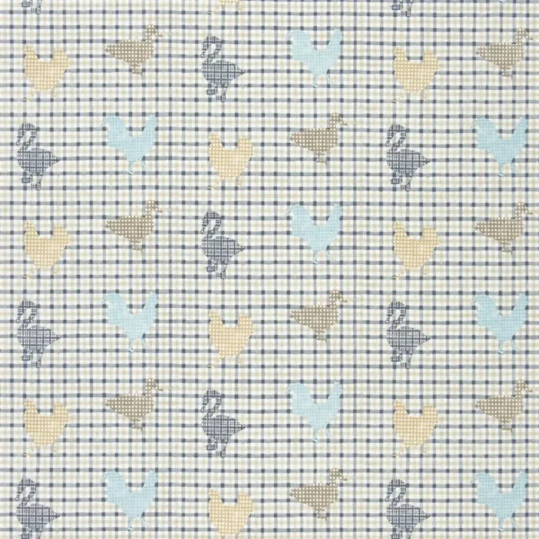 Rosecomb Fabric - Ecru by black-grey animal cotton fabric from Designers Guild
