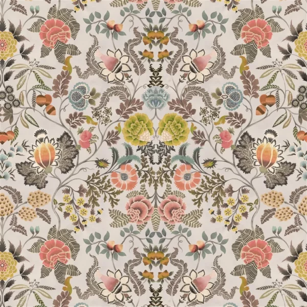 Brocart Decoratif Fabric - Sepia by orange botanical linen fabric from Designers Guild