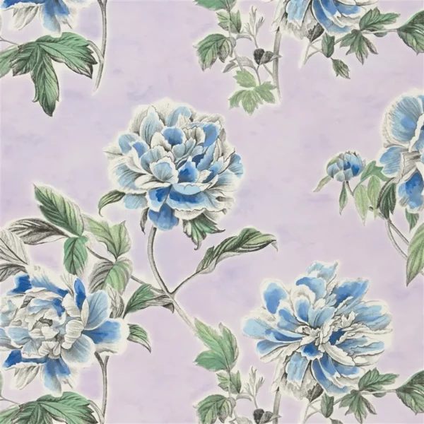 purple botanical cotton fabric from Designers Guild