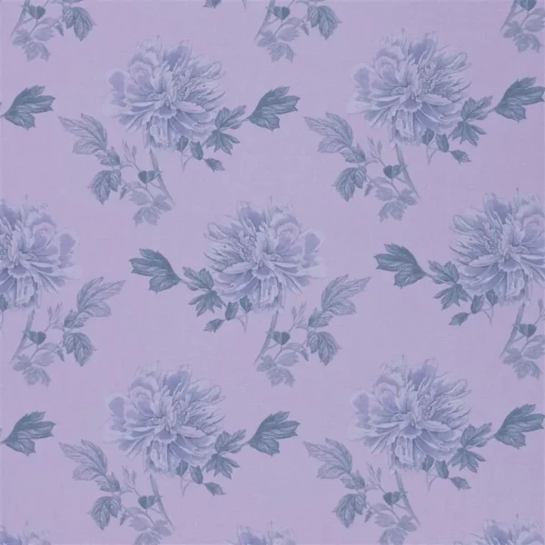Hiyoku Fabric - Lavender by purple botanical linen fabric from Designers Guild