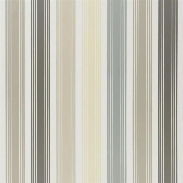 Vionne Fabric - Ecru by multicolour striped jacquard fabric from Designers Guild